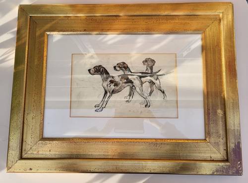 Tableau "les trois chiens" signé