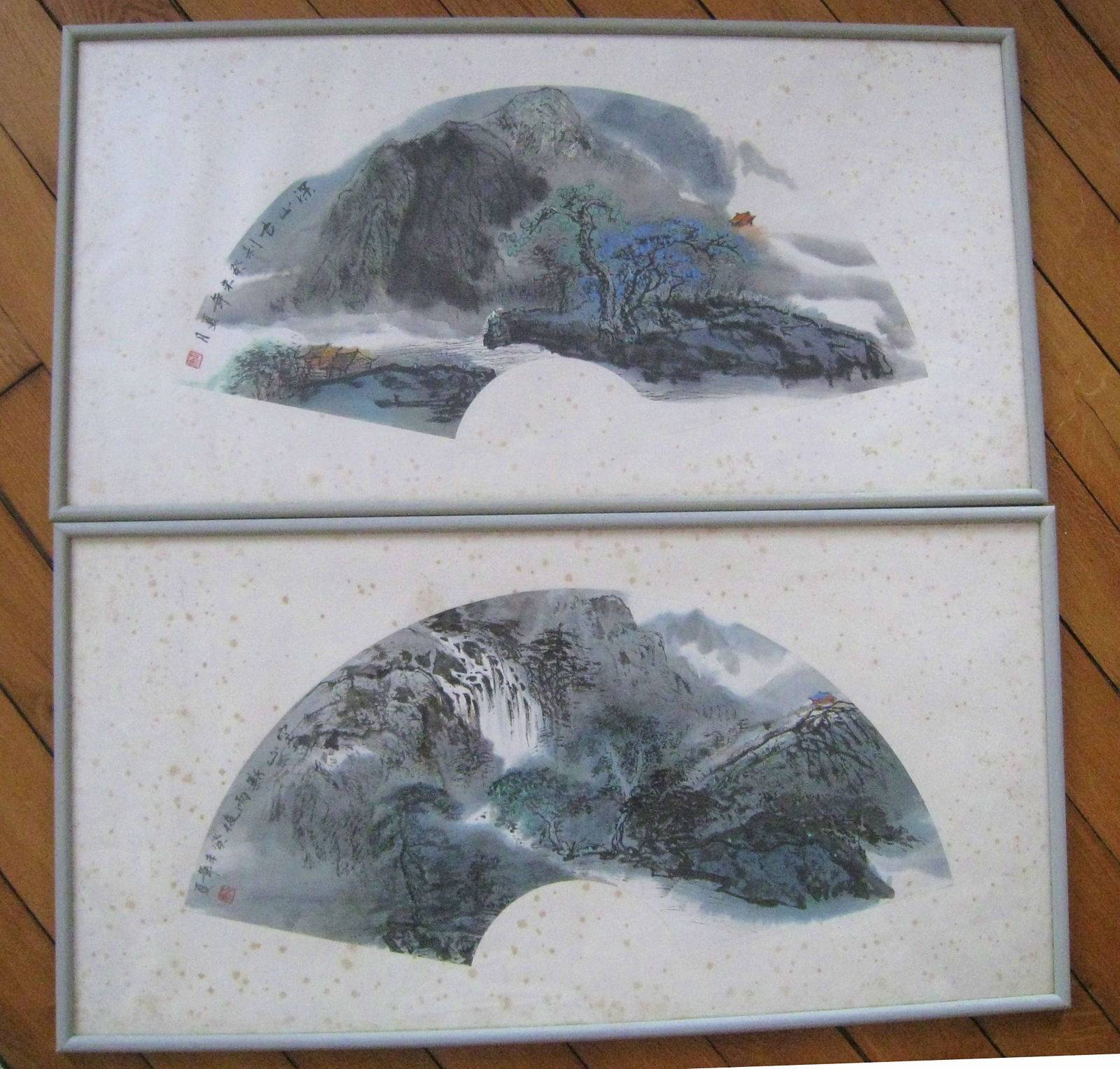 Paire de tableaux peintures chinoises