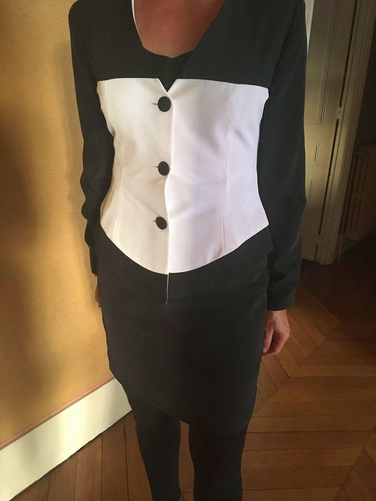 Tailleur jupe noir et blanc 38 Création ELLEN’S H - Taille S