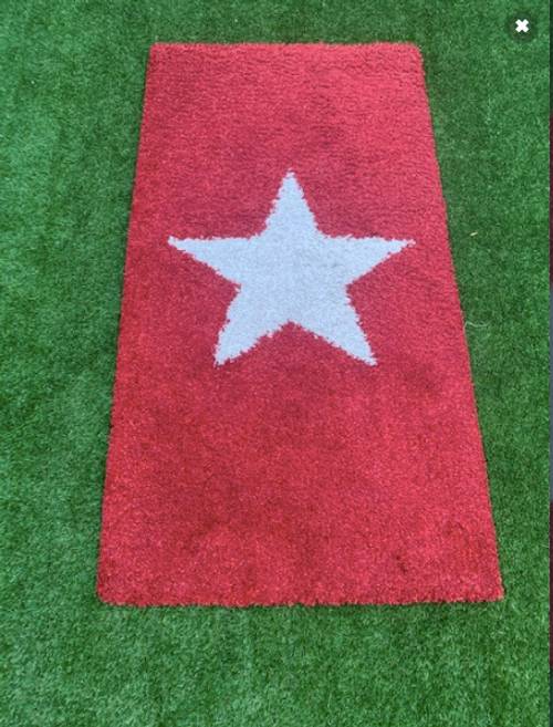 Tapis coton rouge étoile blanche 80x150