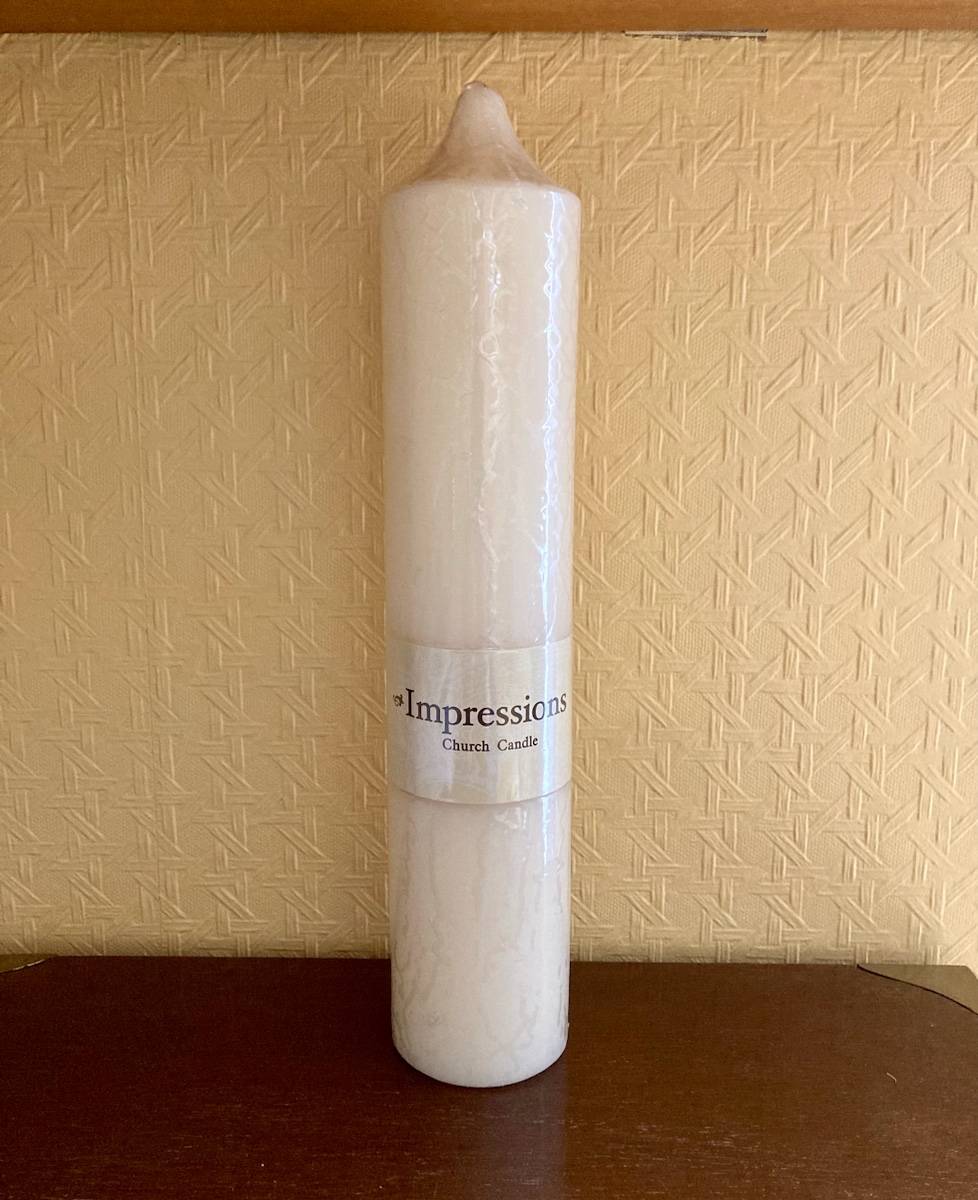 NEUF Grand cierge cire blanc ivoire hauteur 38cm diamètre 7cm