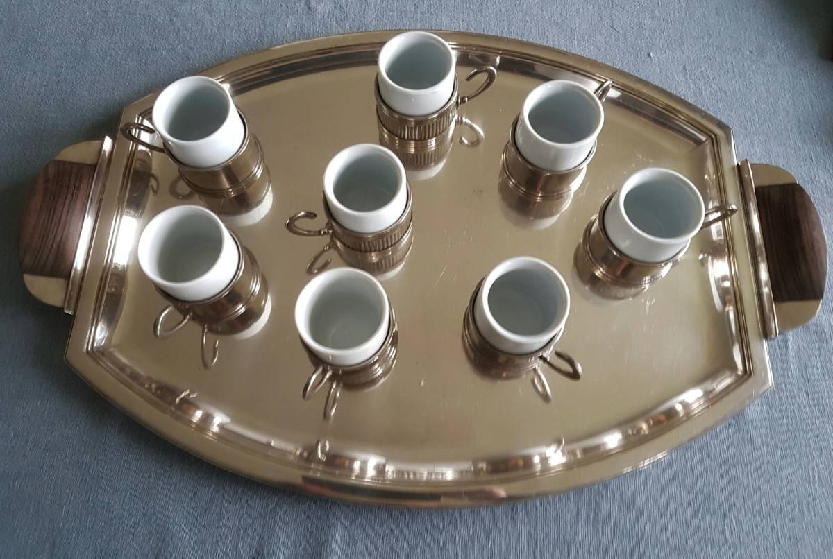10 Jolies Petites Tasses à Café En Verre Et Métal Argenté – Vintage Fonctionnel – Parfait Pour Un Salon