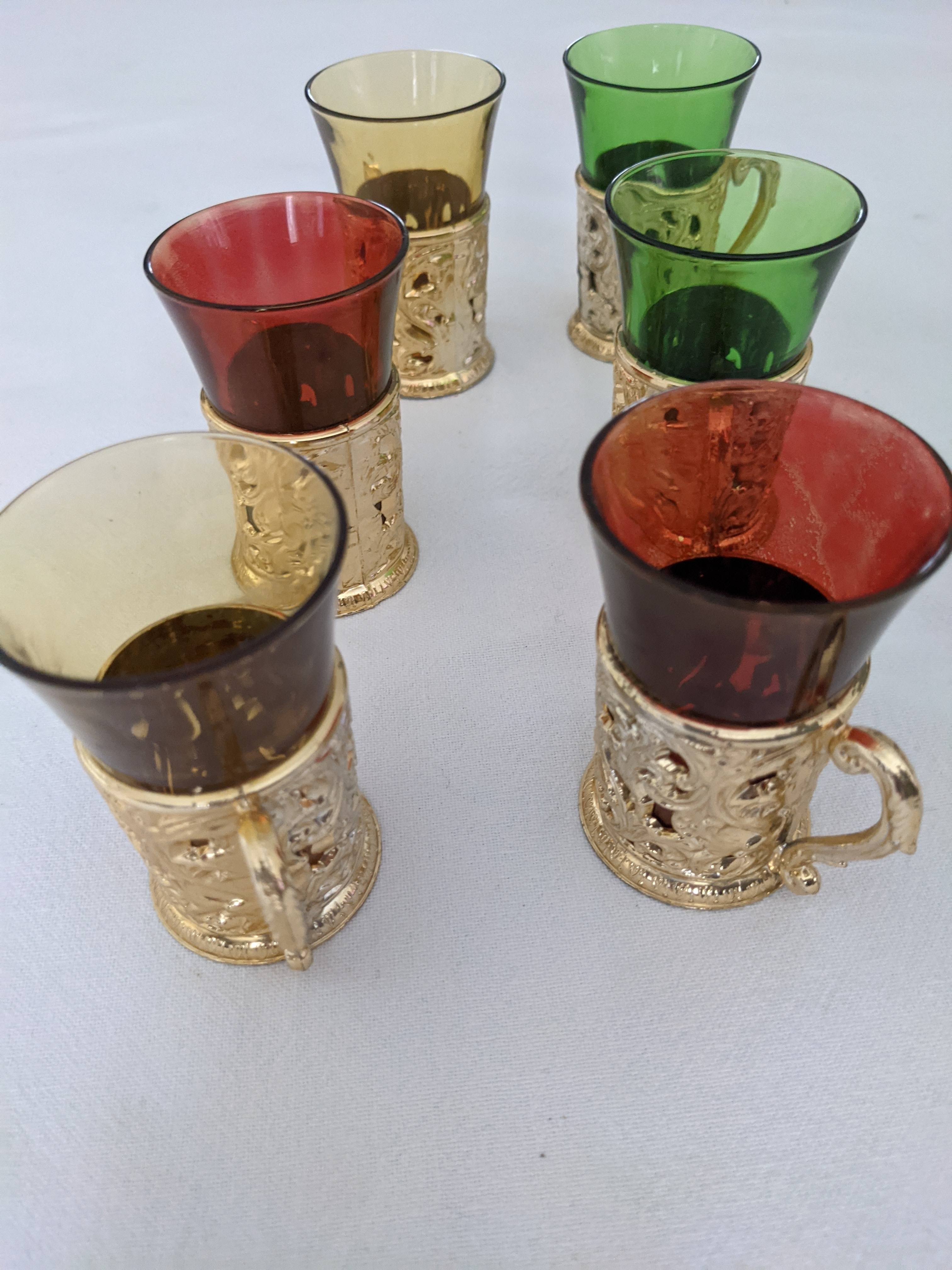 Verres à Café Carrés – Lot De 6, 300 Ml, Verre Borosilicate, Poignées Colorées (passent Au Lave-vaisselle)