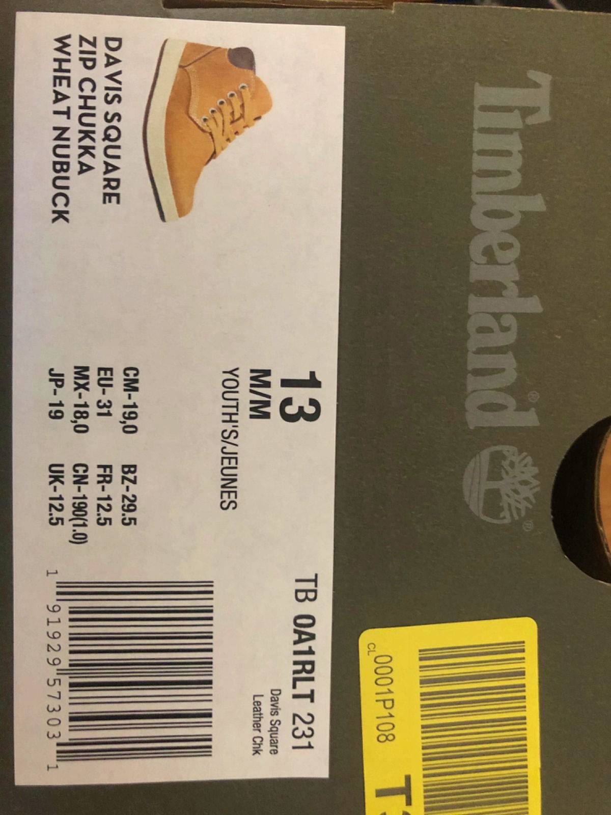 taille timberland cm