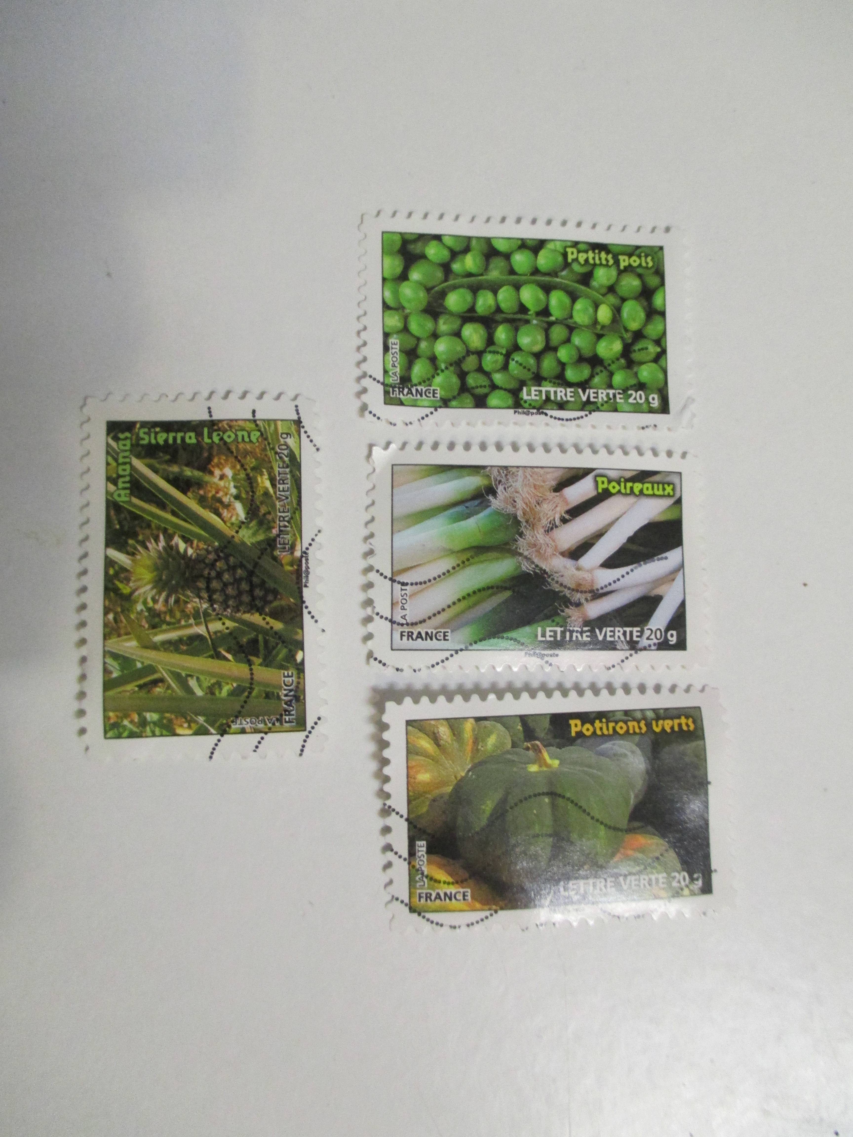 Timbres oblitérés fruits et légumes
