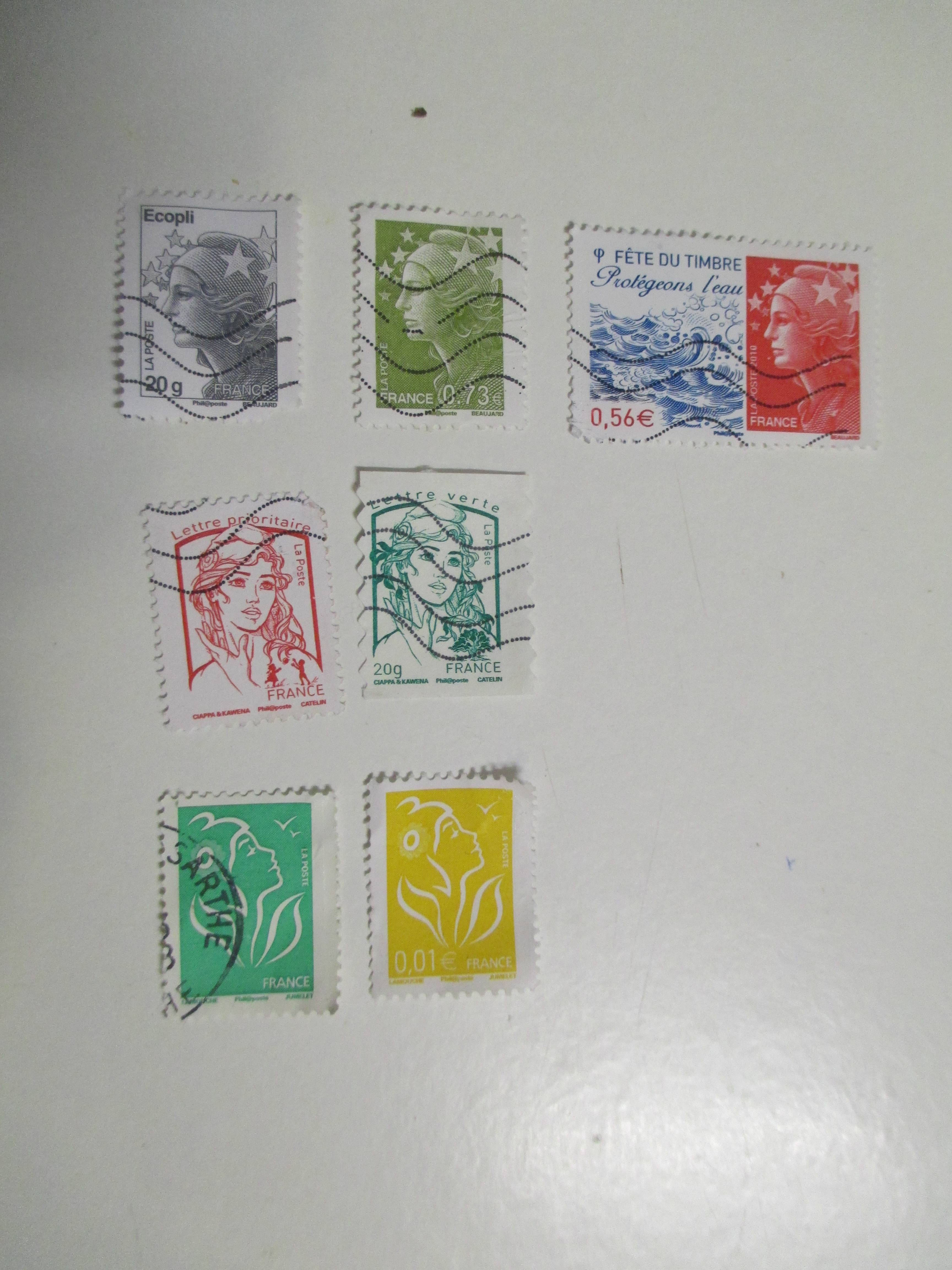 Timbres oblitérés Marianne de plusieurs époques