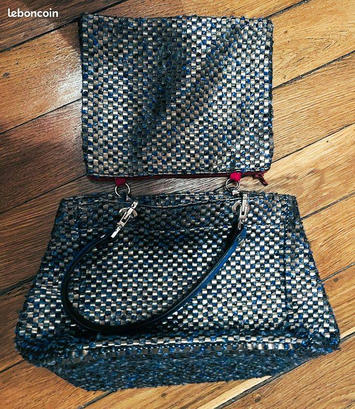 Sac à main cuir/tissu François Rénier Un jour un sac sur