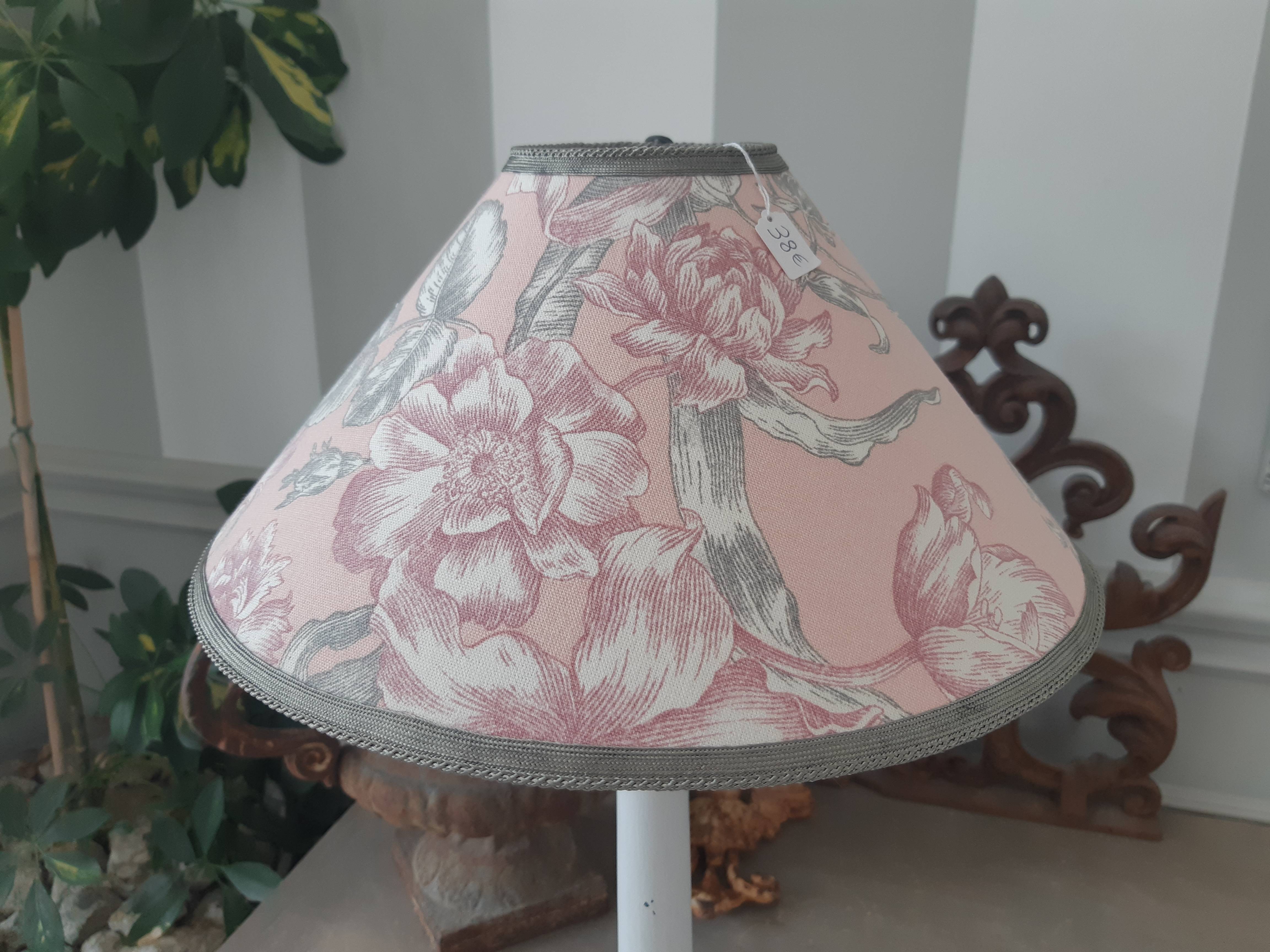 Abat jour fait main, toile de jouy fleurie