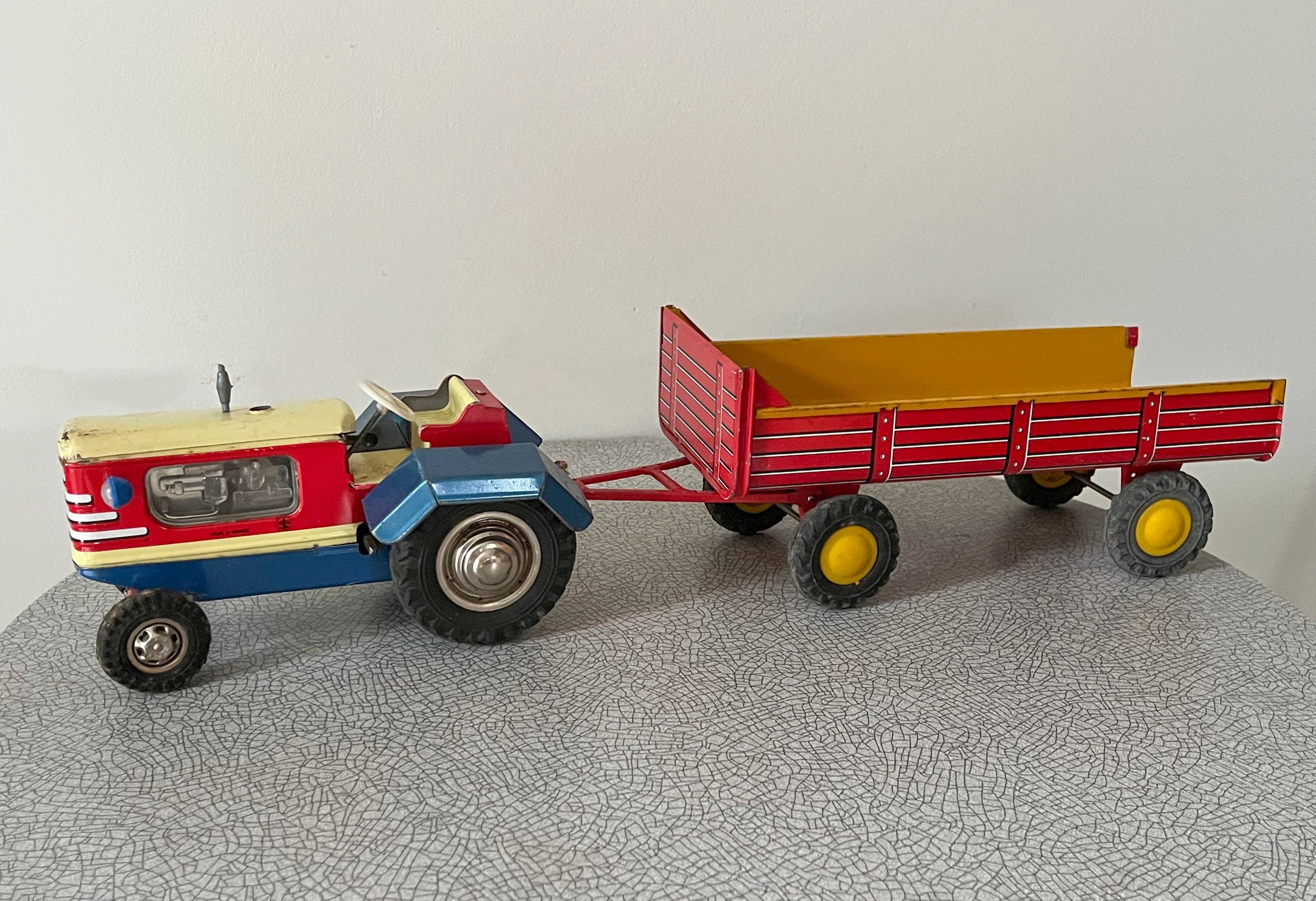 Tracteur Et Remorque Routier Charles Rollet – Jouet Ancien En Tôle – Années 30