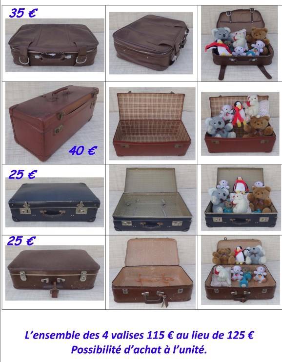 Lot de 3 valises et 1 malle Vintage