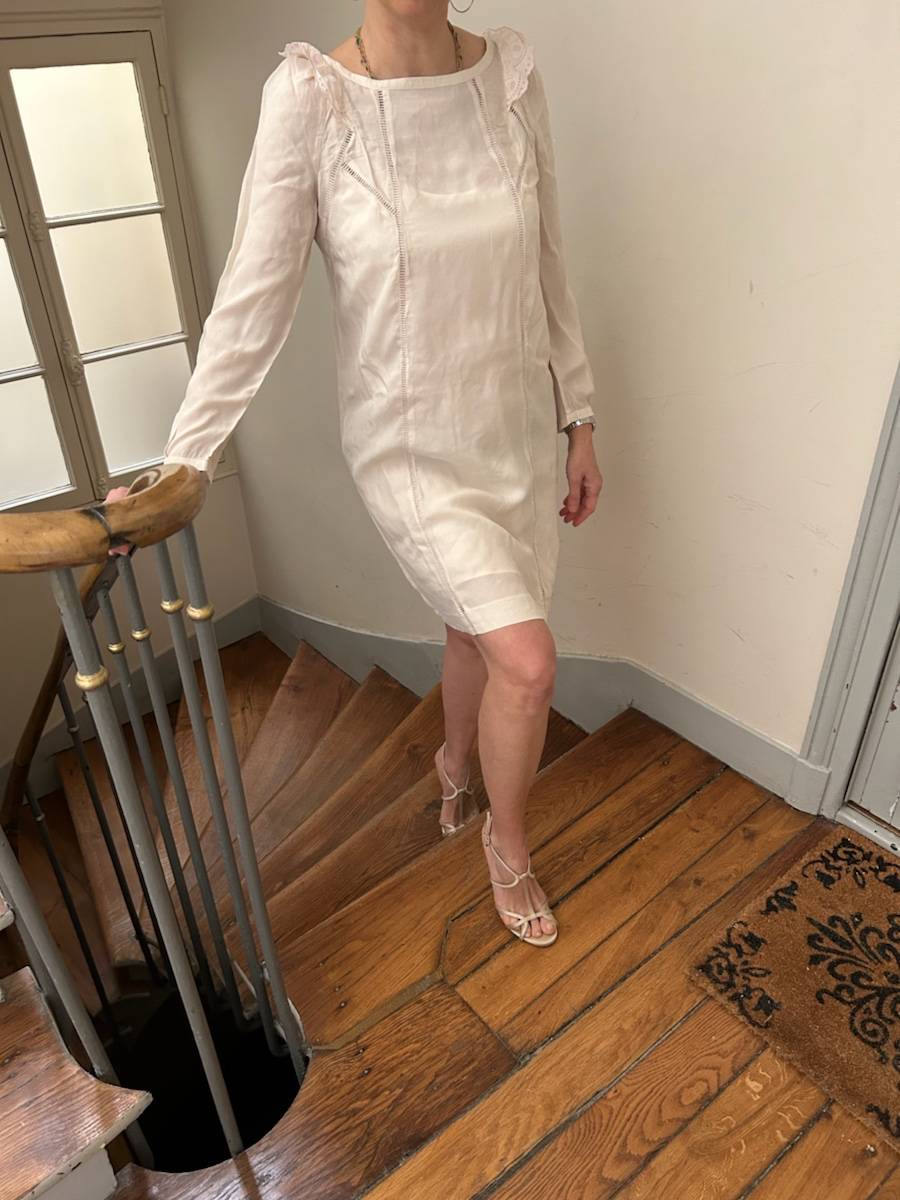 Robe En Soie 100% ATHE VANESSA BRUNO - Taille 36, Fuchsia, Occasion Très Bon état