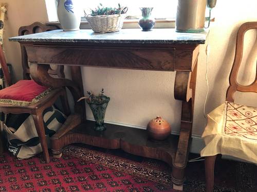 À vendre console en bois et tablette en marbre style Louis Philippe
