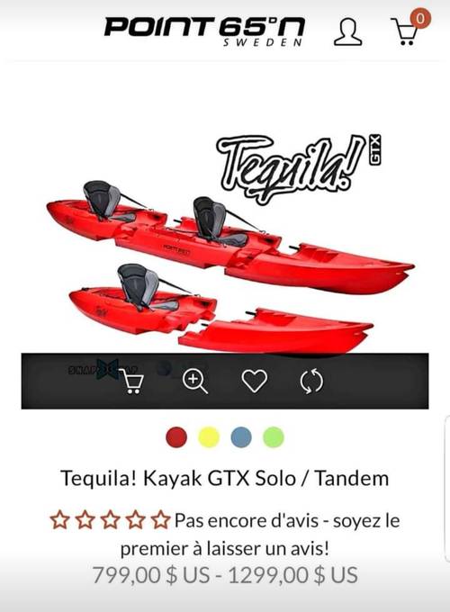A vendre moitié prix du neuf ! Kayak rigide modulable 1 ou 2 places POINT 65 modèleTequila très bon état