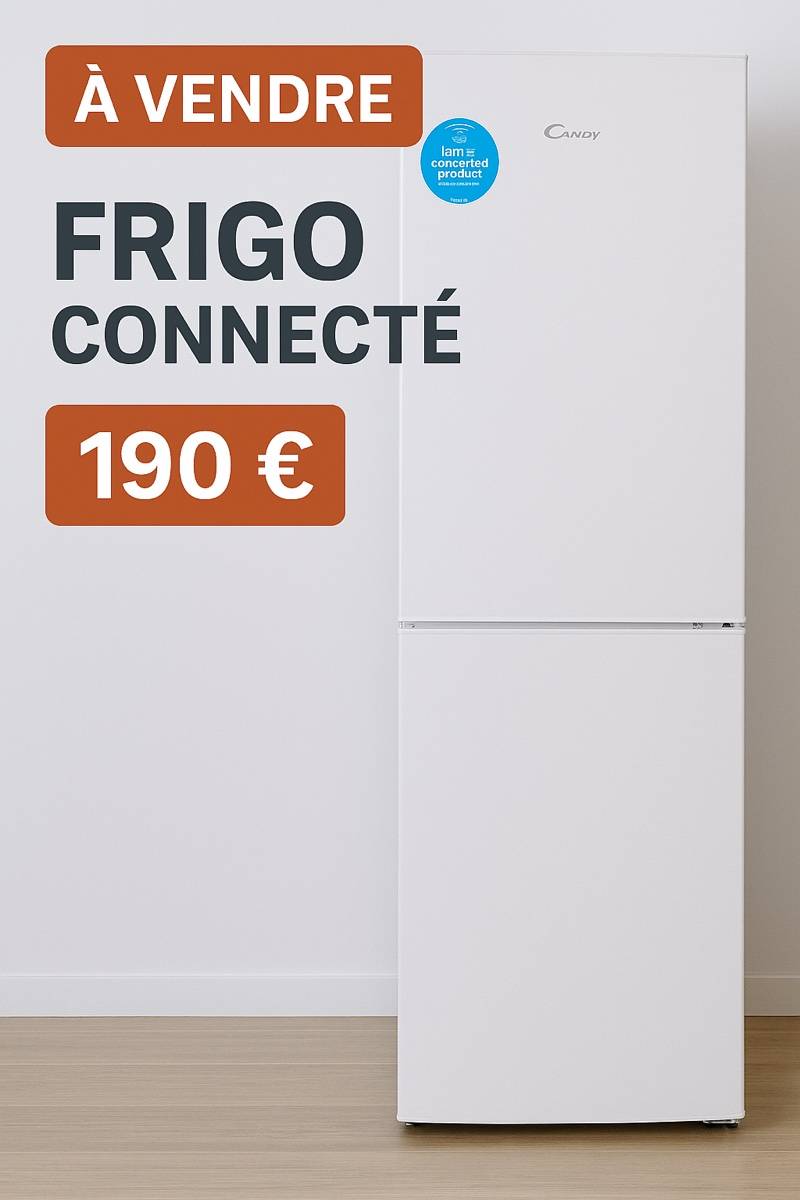 Vends réfrigérateur congélateur combiné Candy, connecté wifi, en bon état acheté neuf en 2022
