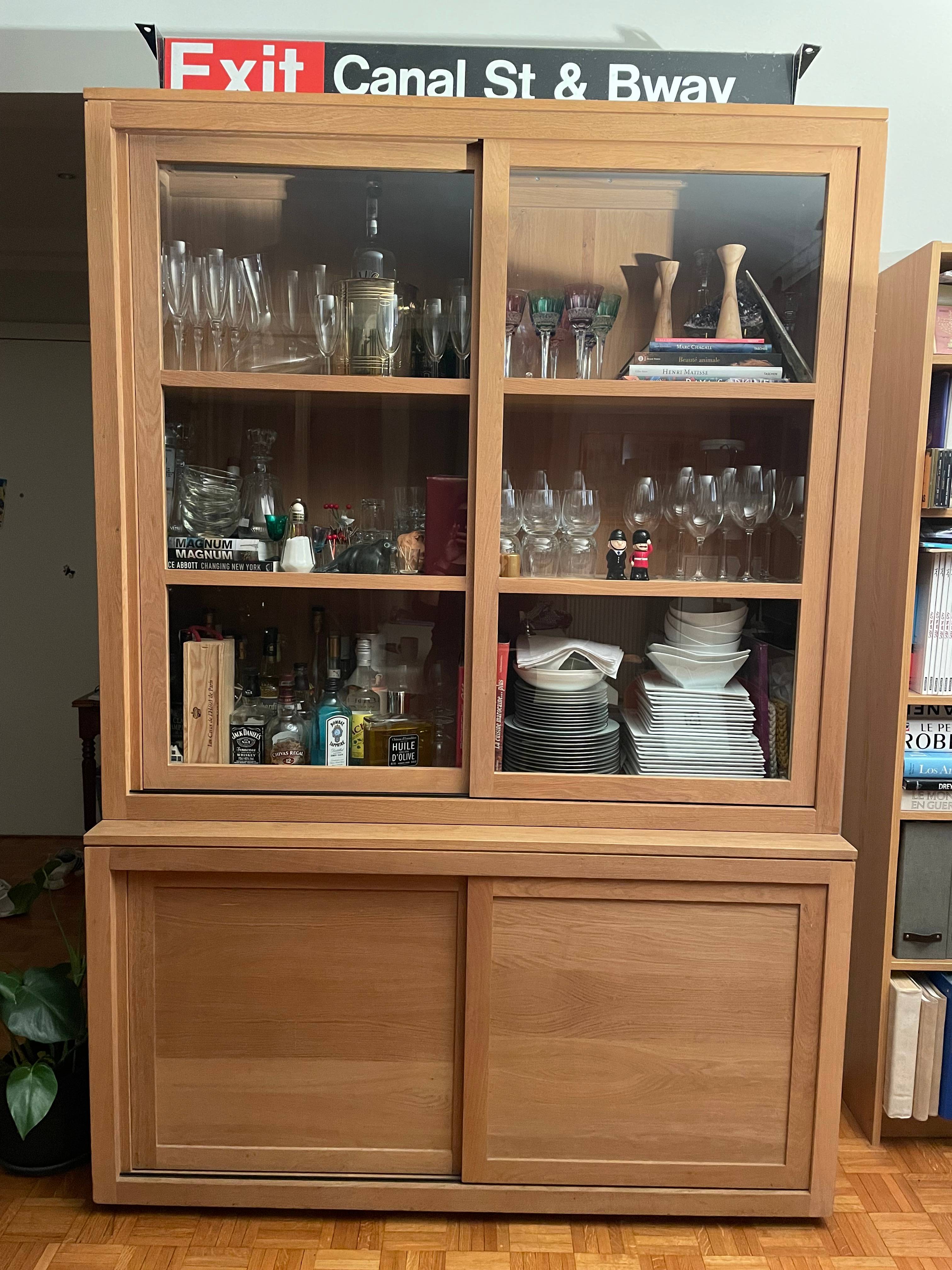 Buffet vaisselier pin massif ciré Anglais
