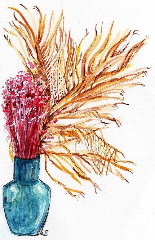 Vends aquarelle, botanique, pour sous-verre, cadeau, fleurs