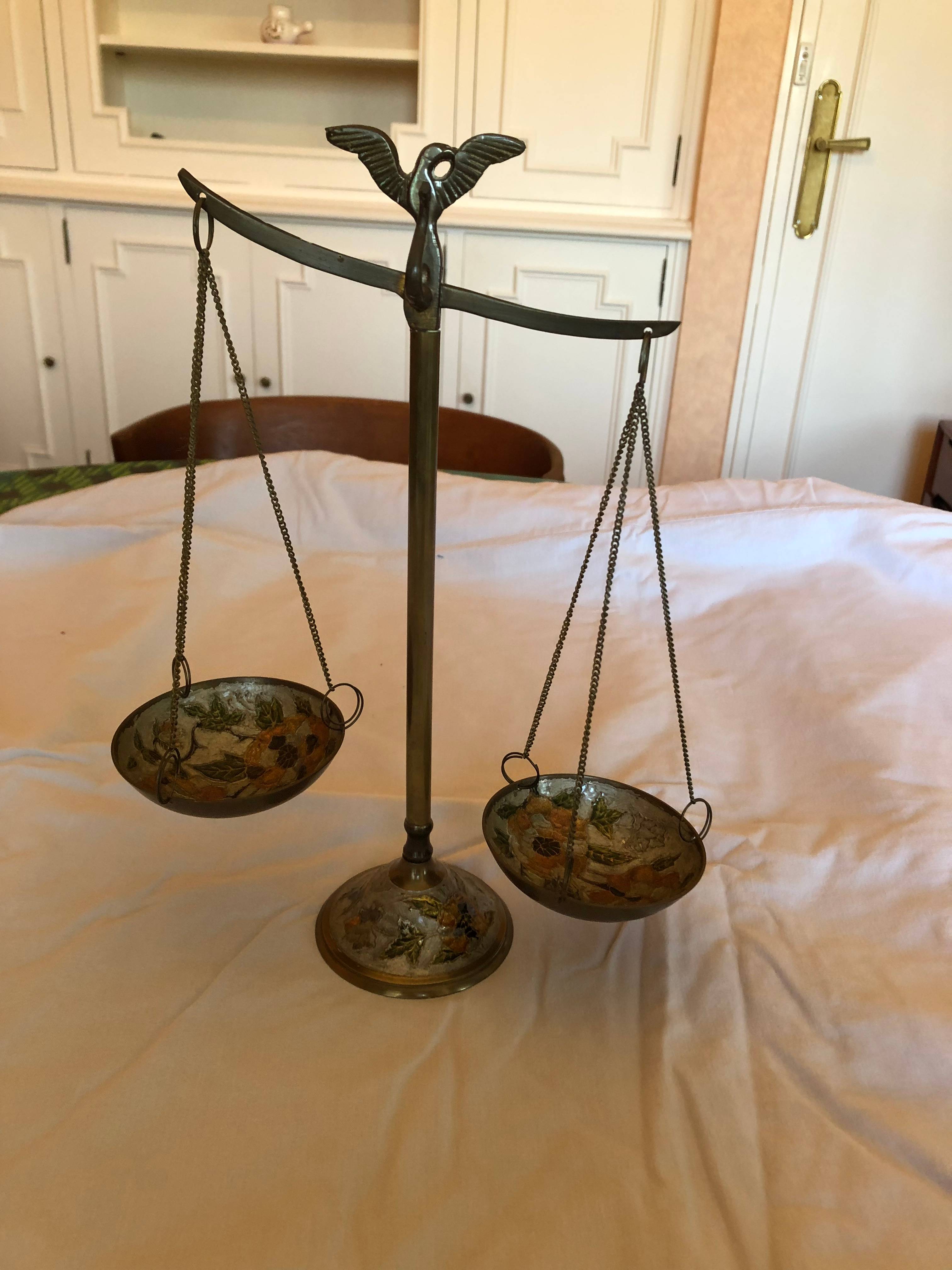 FIGURINE VINTAGE BATEAU de pêche ornement en laiton exquis pour bureau