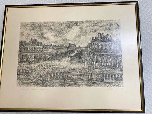 Vends belle lithographie de la place de la carrière à Nancy