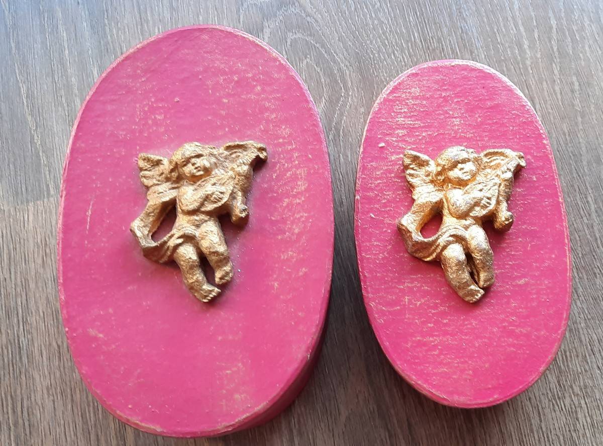 Vends lot de 2 boîtes gigognes ovales décoratives