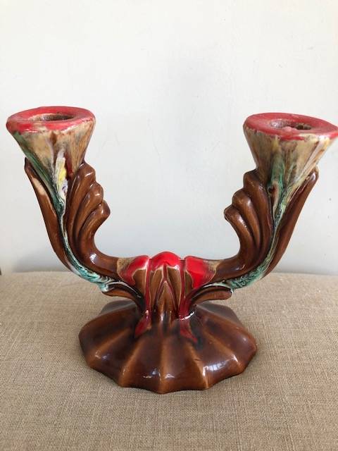 Vends Bougeoir 2 têtes en faïence vintage