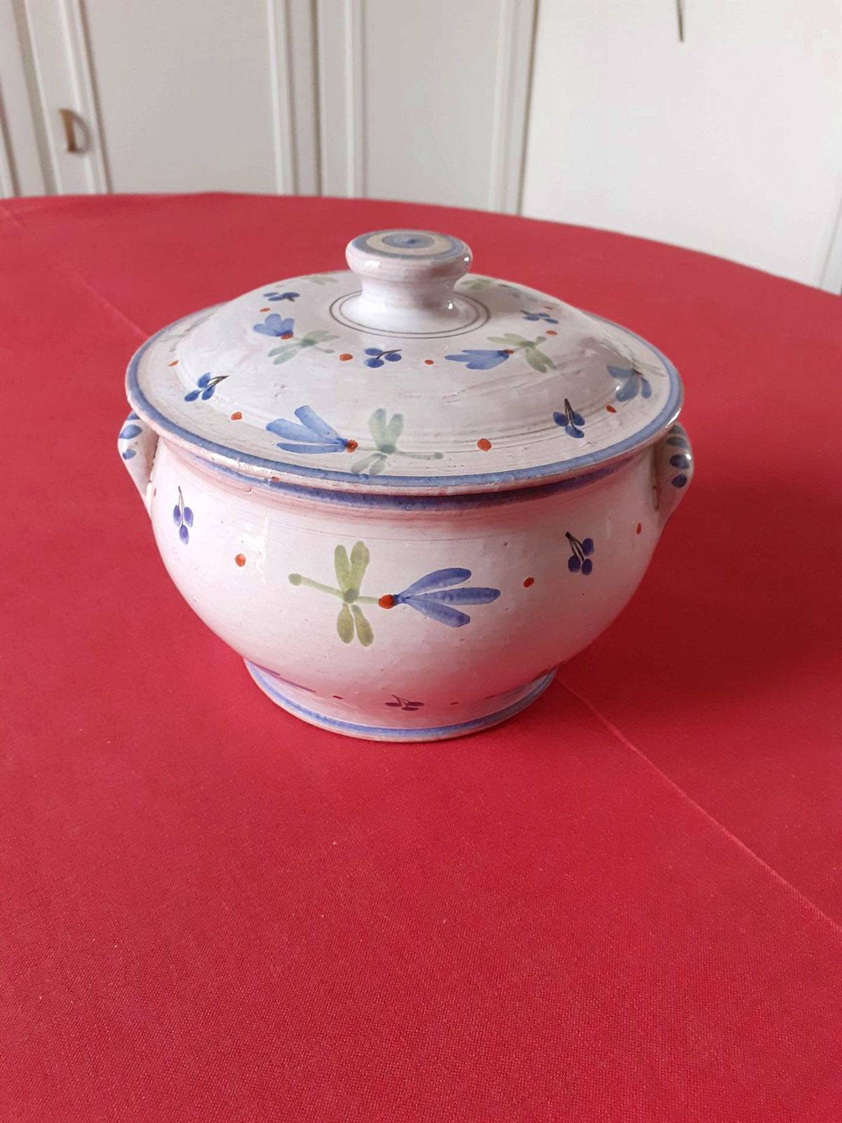 Vends joli pot bleu artisanal à anses
