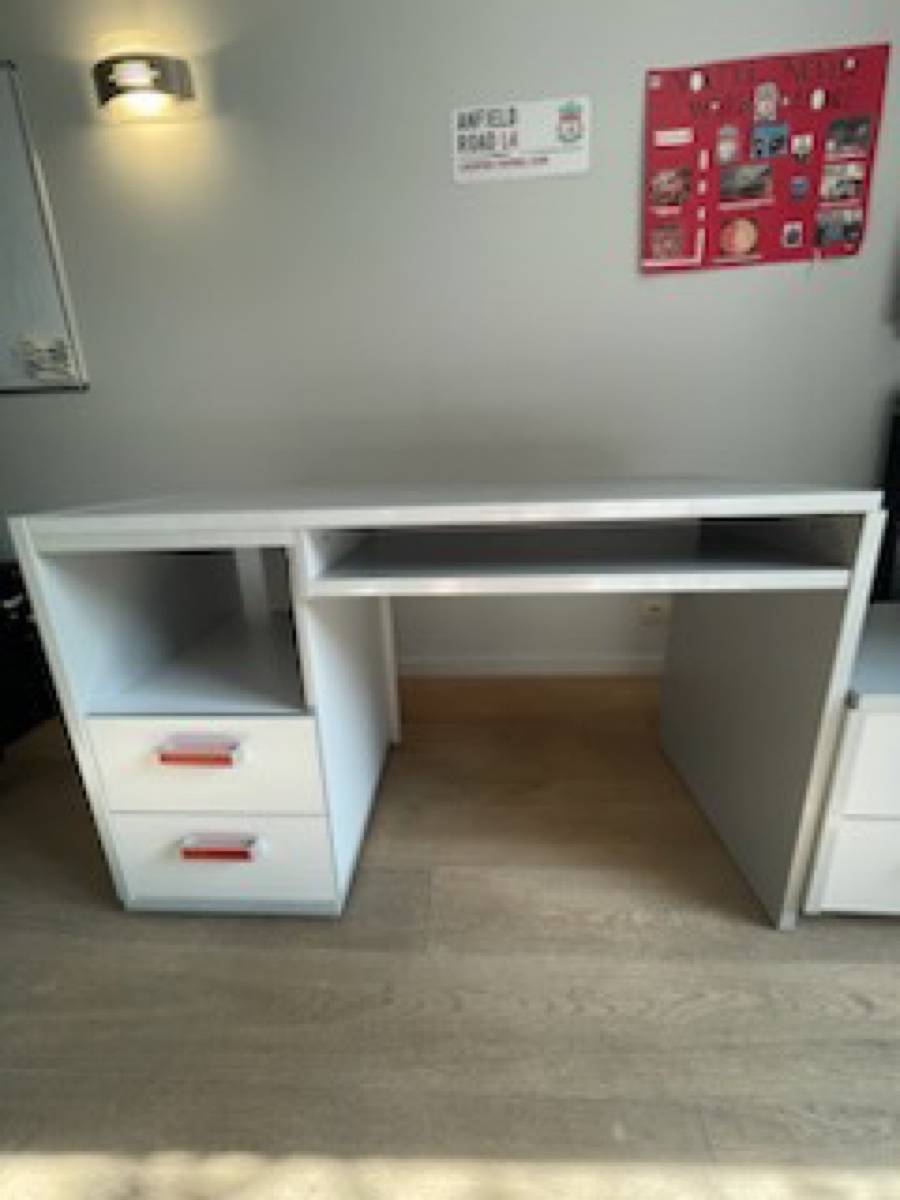 Bureau Informatique Gautier - Bois Marron, 120x60x75 Cm, 2 Tiroirs - Occasion