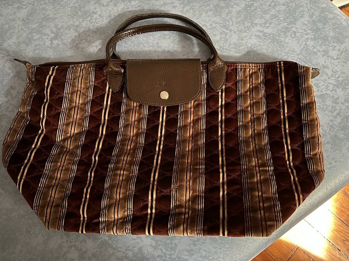 Vends cabas Pliage Longchamp taille L en velours marron
