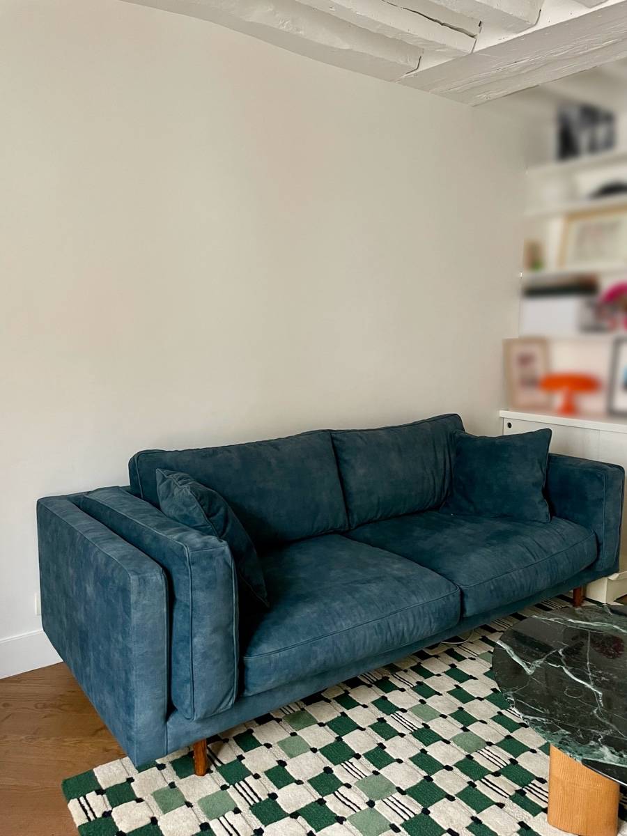 Vends canapé Panac velours bleu