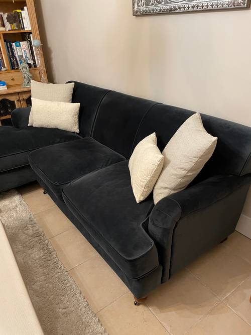 Vends canapé en velours gris anthracite