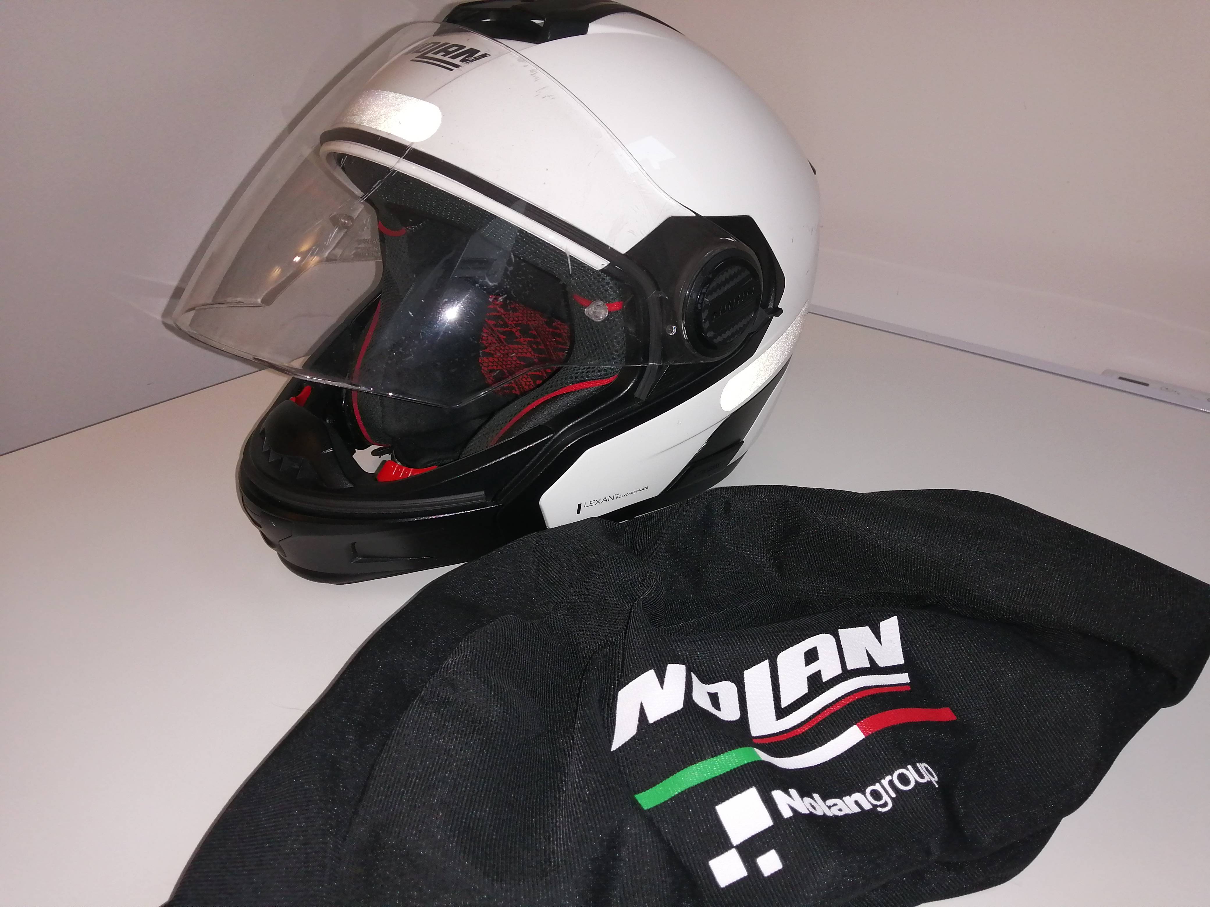 Donne casque modulable Nolan N40.5 Blanc avec possibilite  N.COM