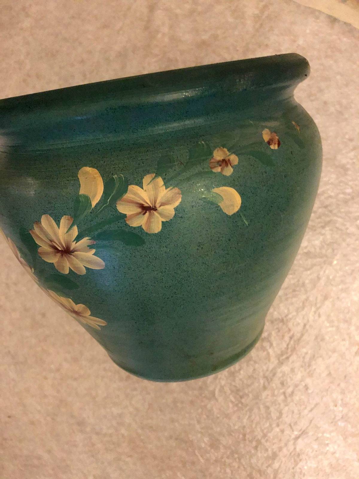 Vends vase céramique vert à fleurs