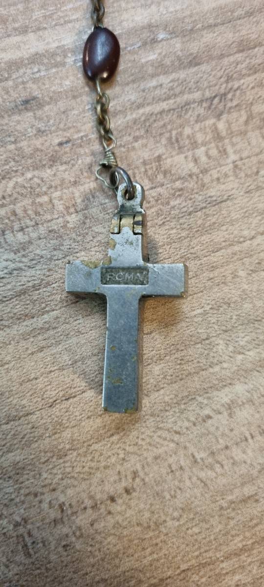 Ancien Chapelet En Acier Avec Croix Reliquaire – XIXème Siècle – Pièce De Collection