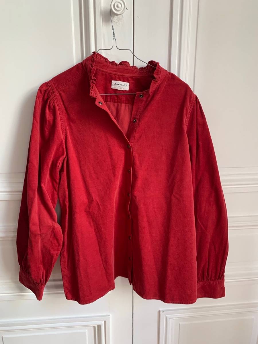 Vends chemise Maison 123 en velours rouge - Taille L