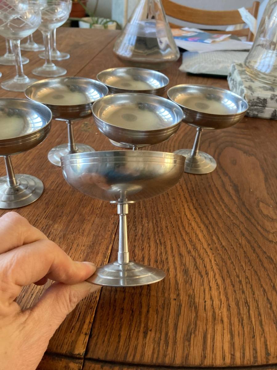 Lot De 6 Coupes à Glace Inox Letang Remy - Très Bon État - Argenté