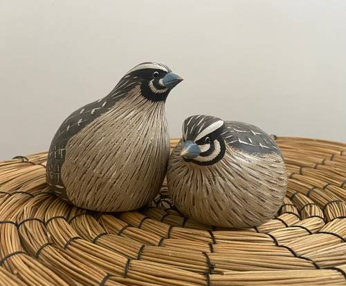 Vends couple d’oiseaux en bois peint