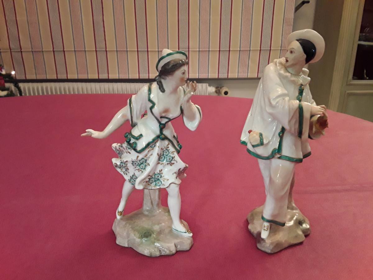 Vends couple Pierrot et Colombine en céramique Prix en baisse