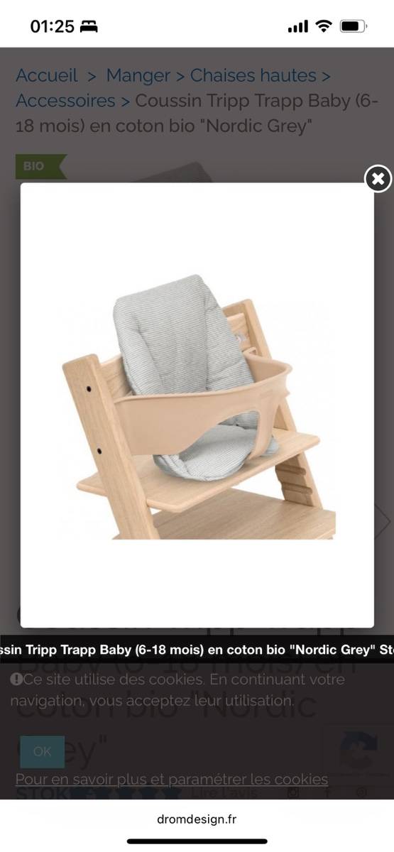 Vends coussin pour baby set chaise stokke Tripp Trapp