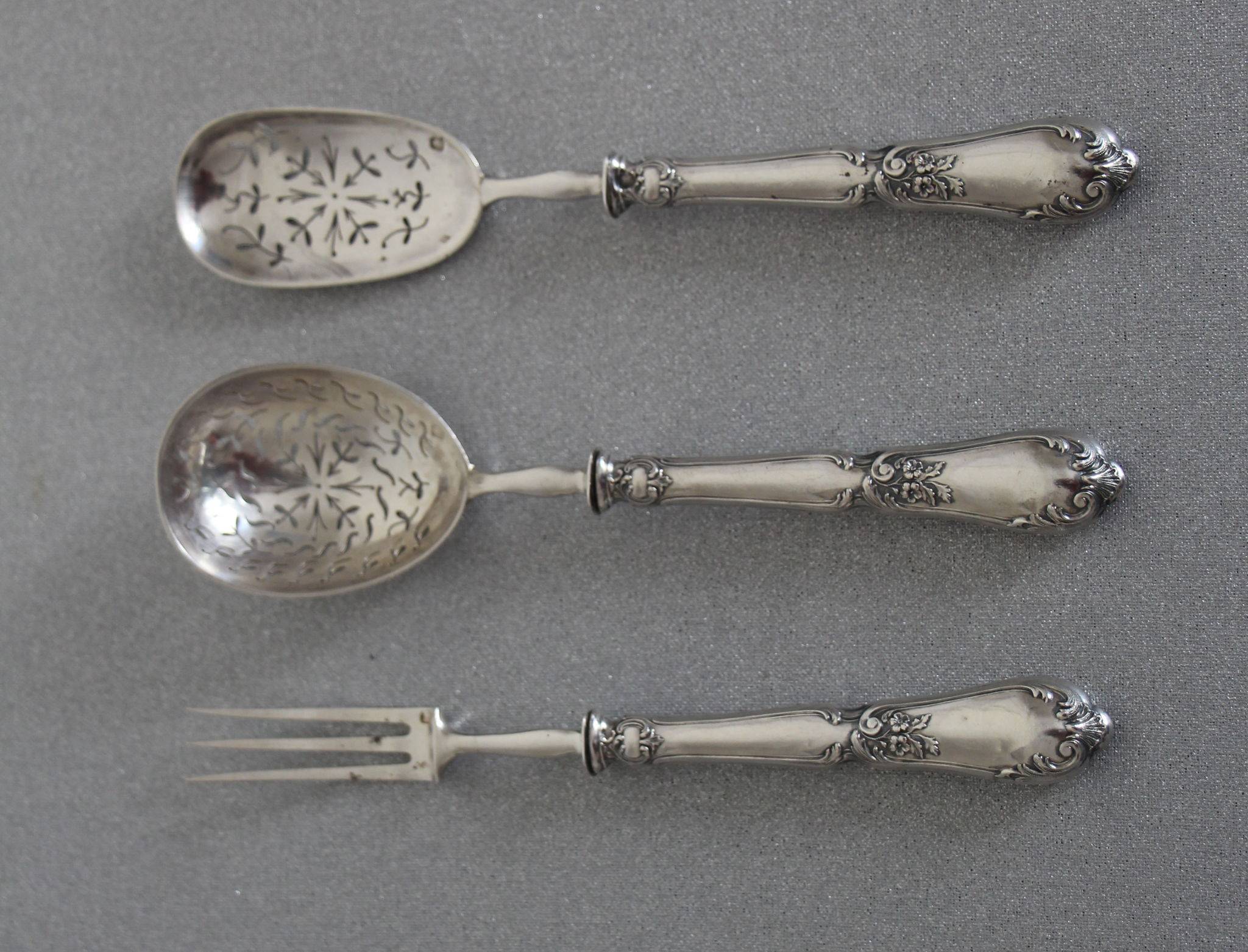 Service à Hors-d'œuvre Argent Massif - Couverts à Petits Fours - 1850-1899