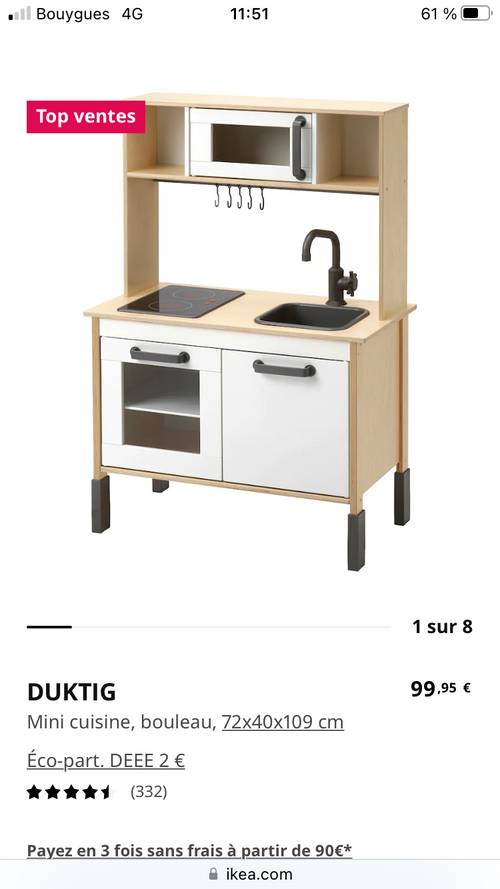 Vends cuisinière Ikea avec accessoires au top
