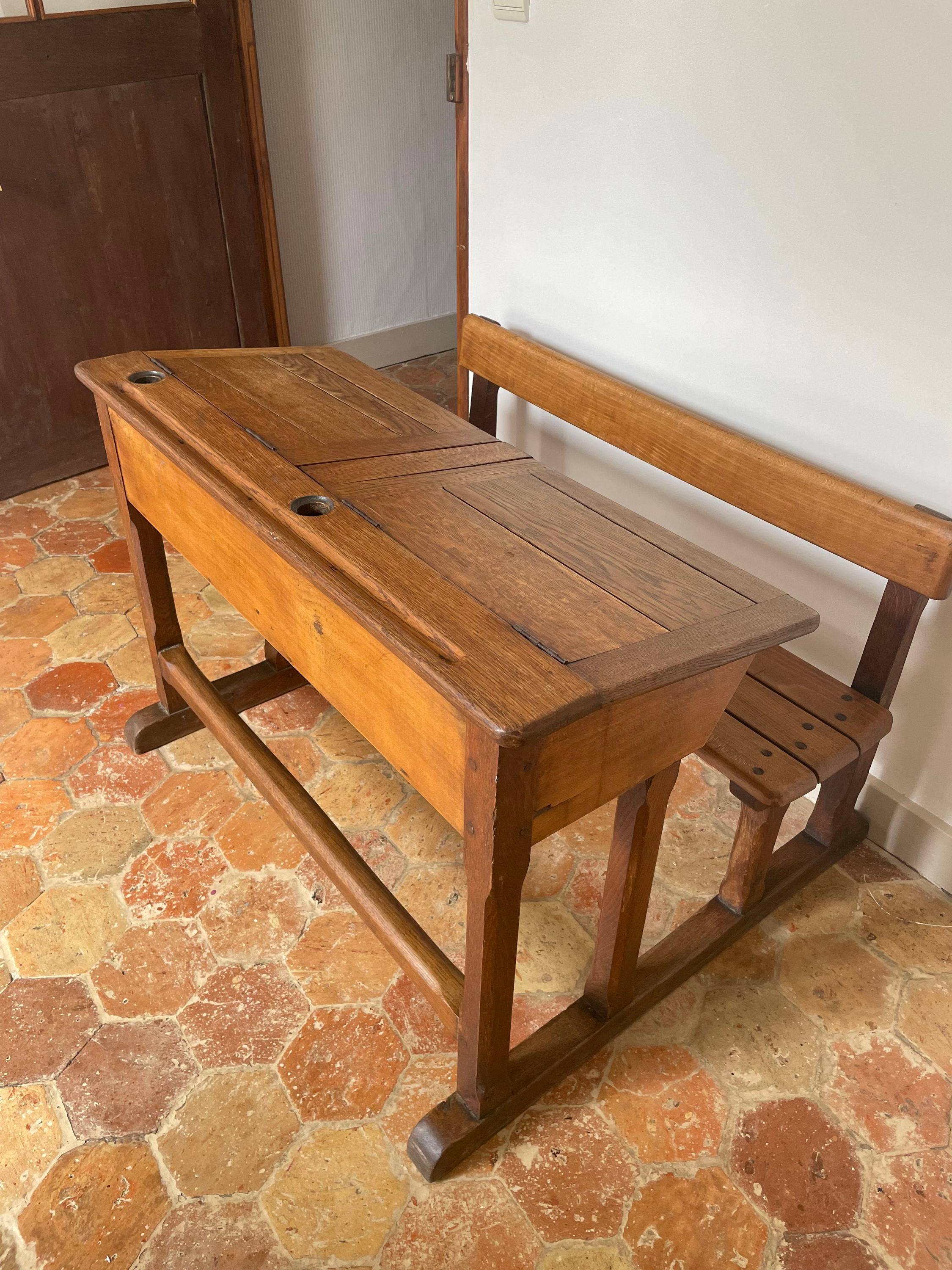 Vends double pupitre d’écoliers vintage