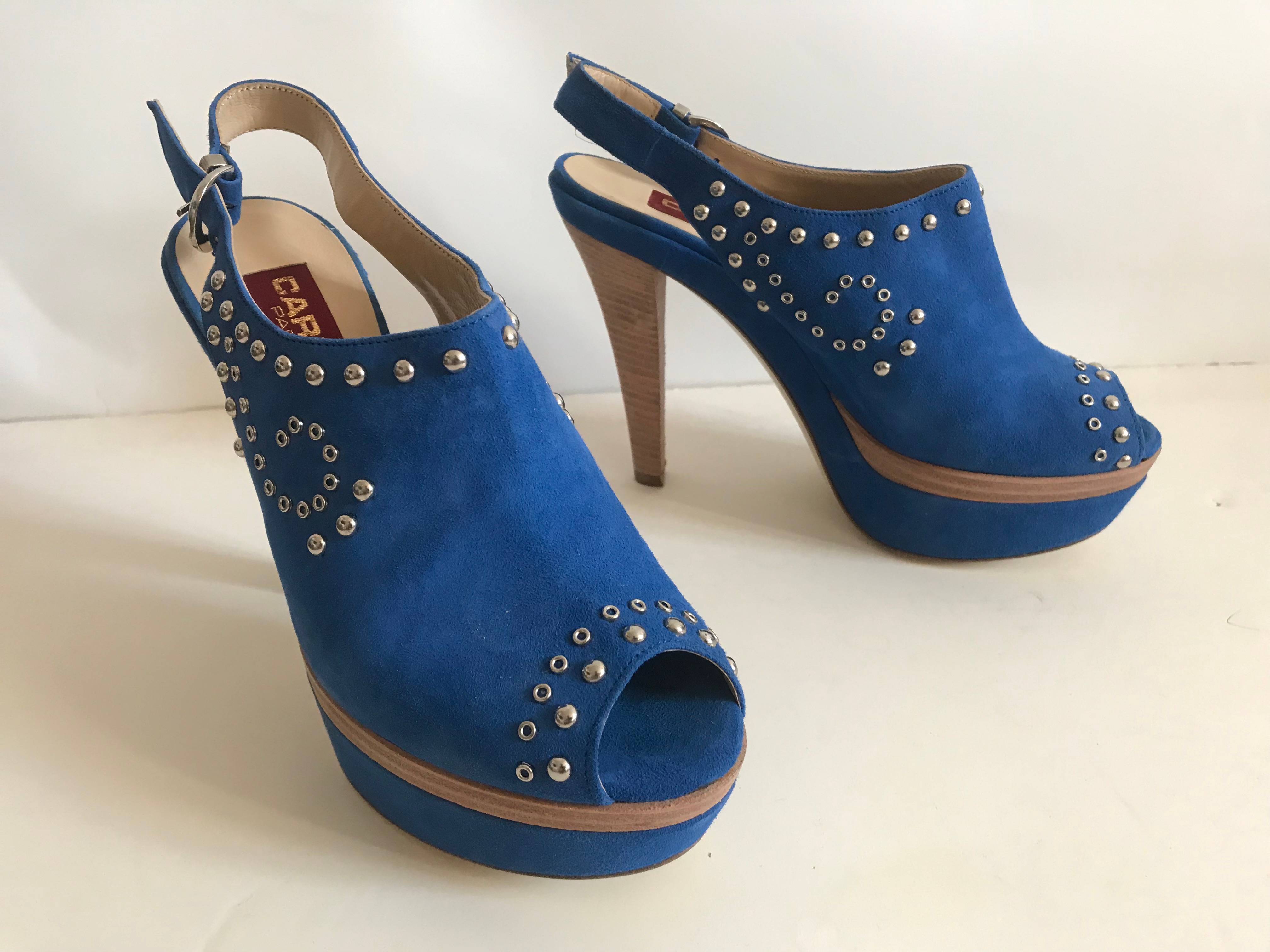 Escarpins Carel 37.5, daim bleu, neufs