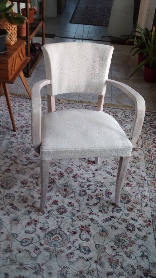 Vends fauteuil bridge restauré et cérusé