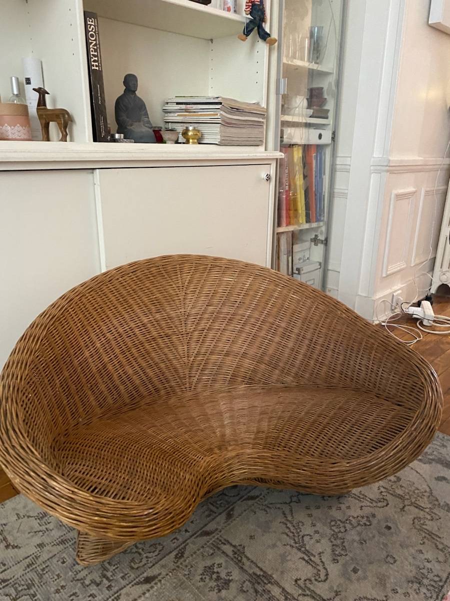 Vends fauteuil méditation lotus en rotin naturel