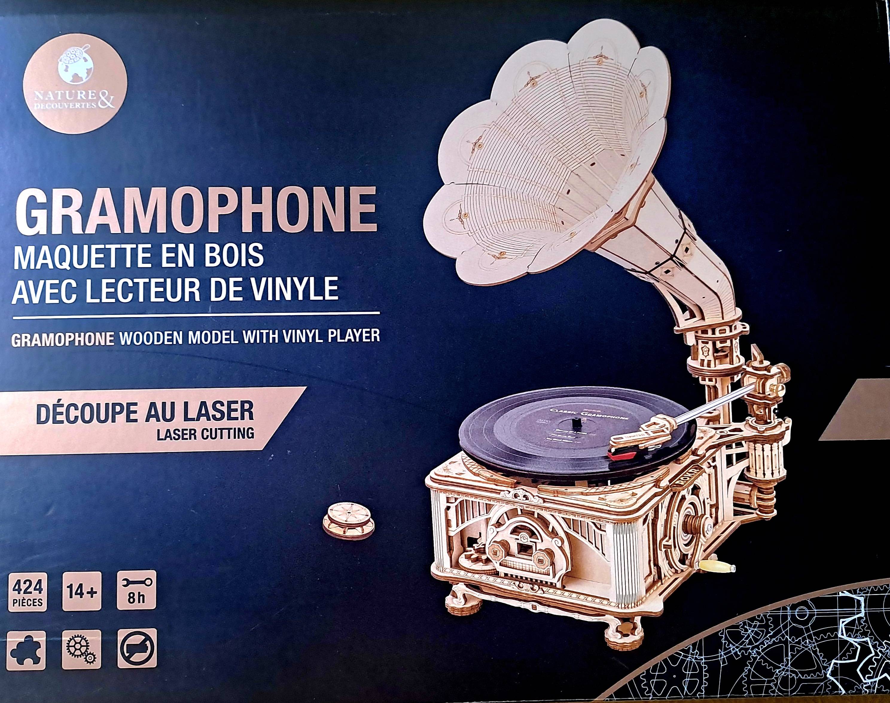 Vends gramophone, maquette en bois, avec lecteur de vinyle, état neuf
