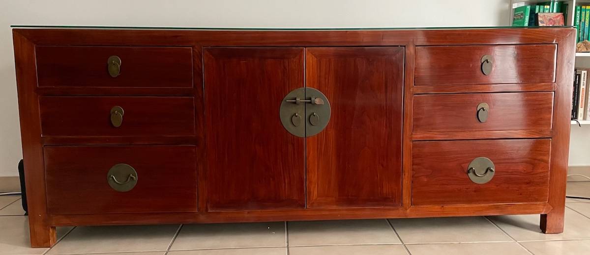 Vends grand bahut asiatique en bois d’orme