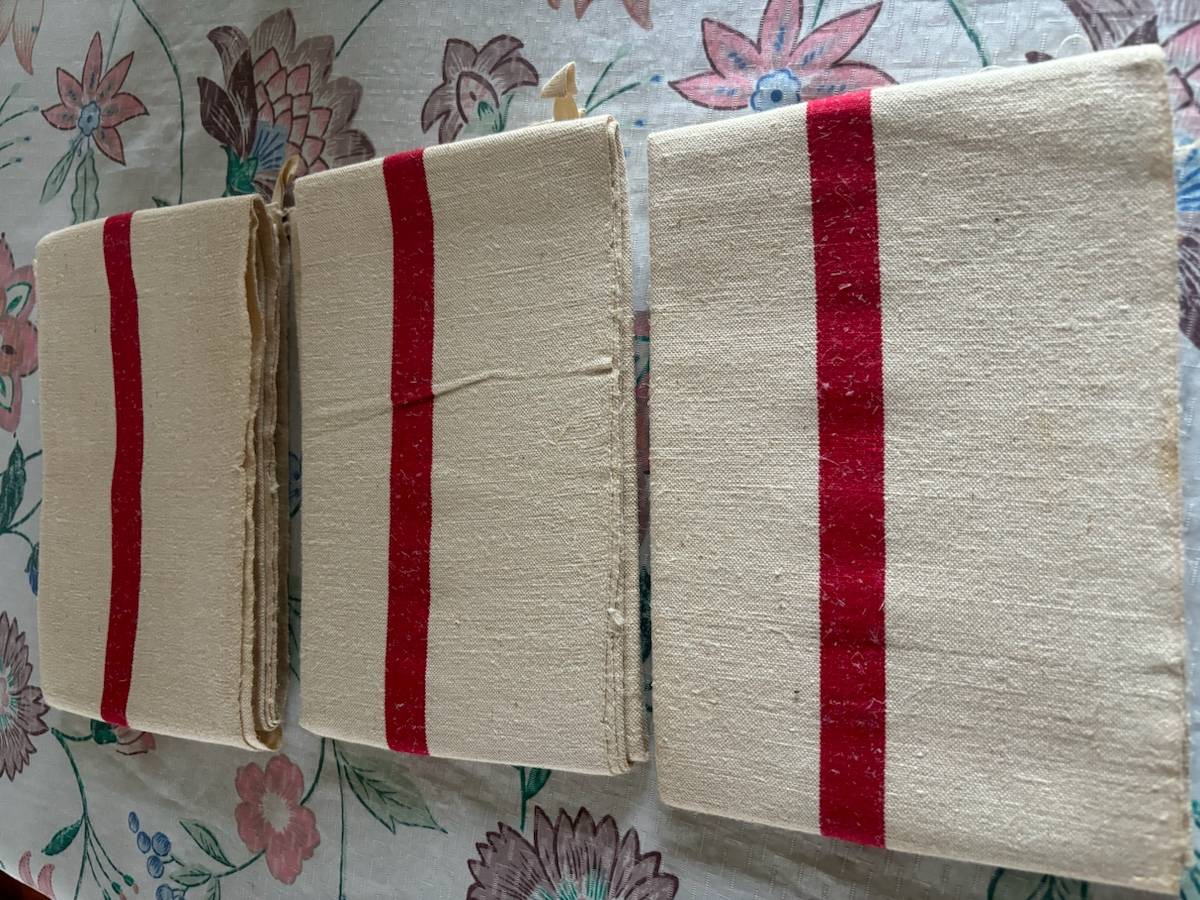 Vends Lot de 3 grands torchons neufs métis « Fleur Bleue «