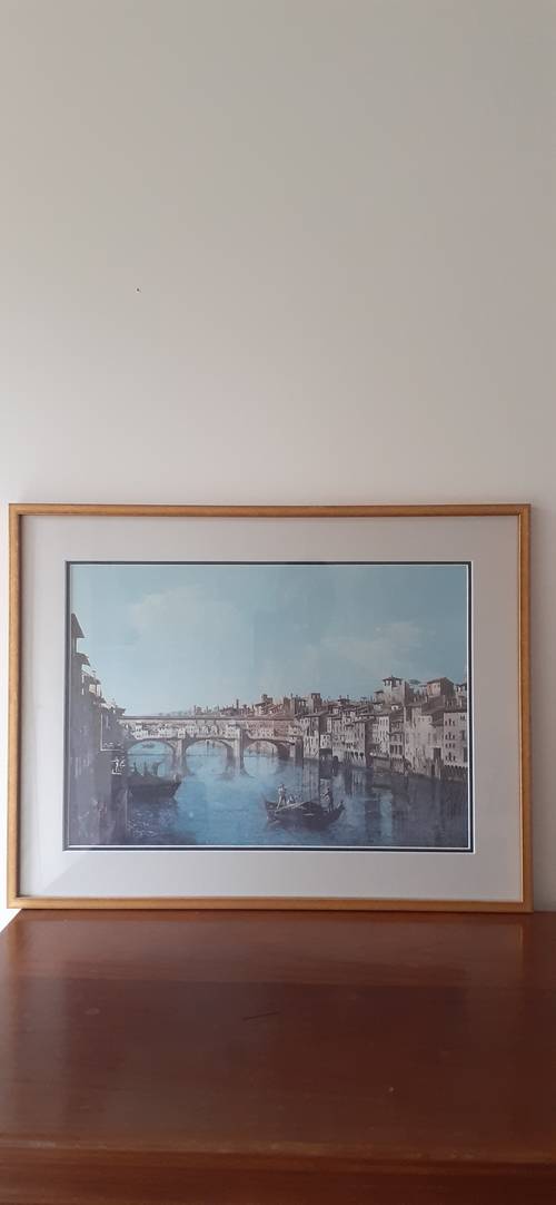 Vends gravure ancienne encadrée de Florence - Etat neuf