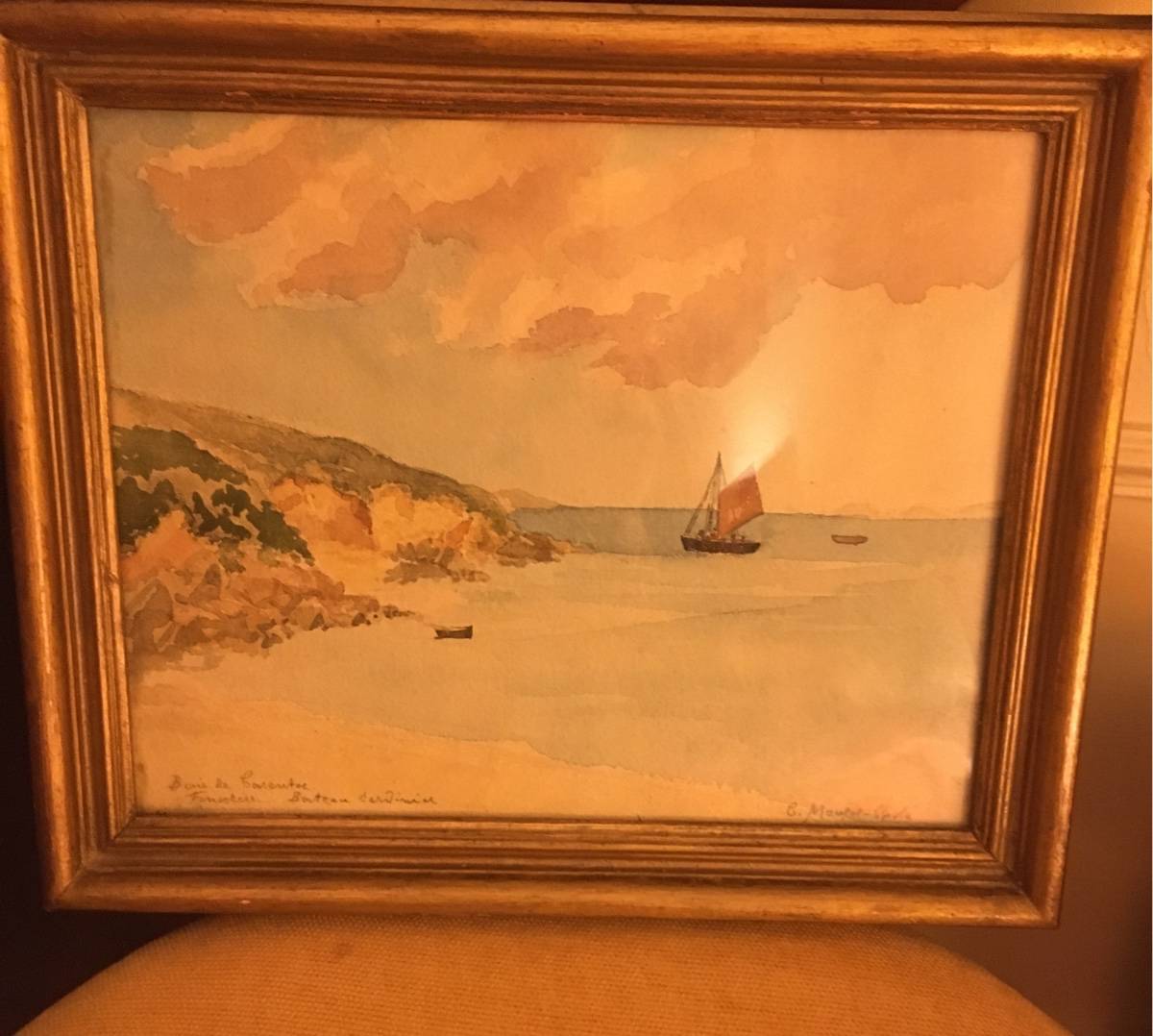 Tableau : Jolie aquarelle marine signée