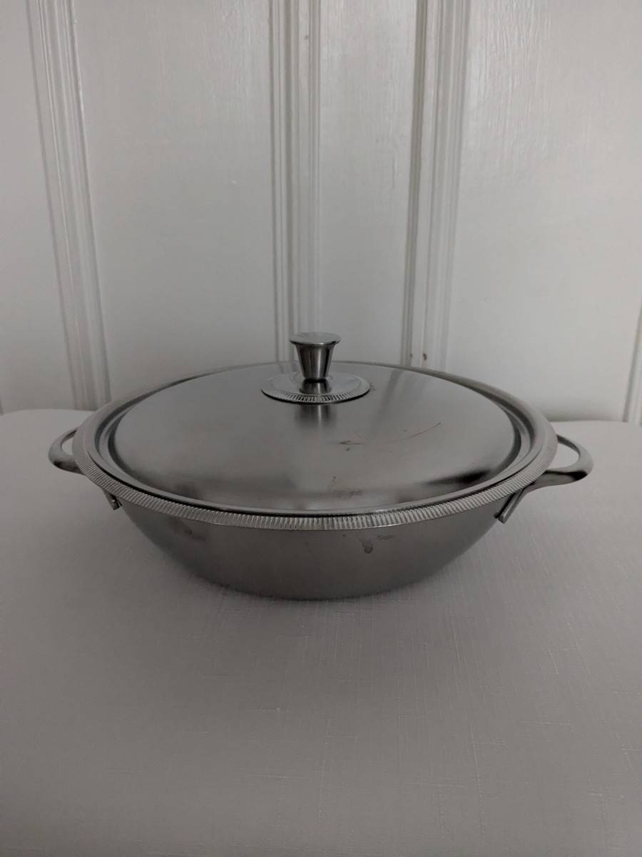 Vends légumier Letang & Rémy inox satiné décor perles