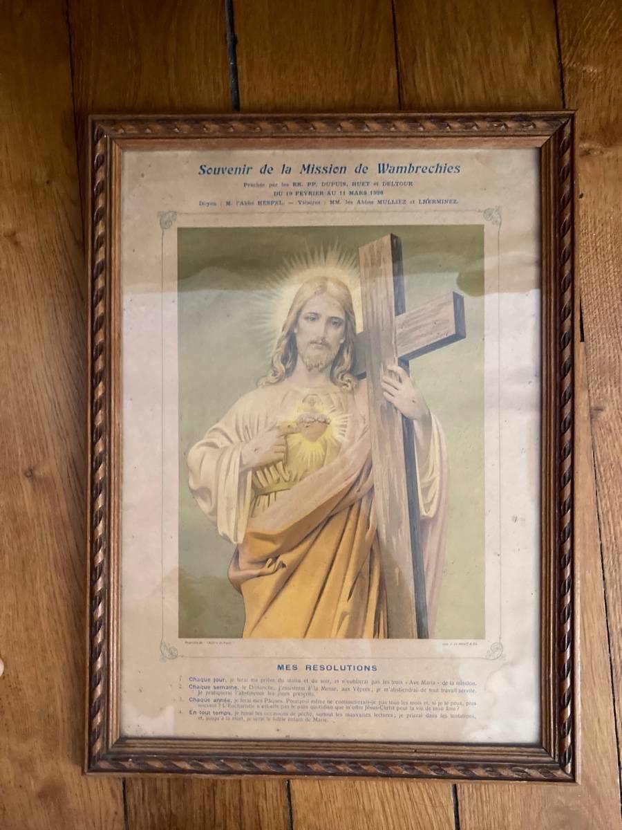 Je vends une impression de Jésus, souvenir de la mission de Wambrechies, 1928